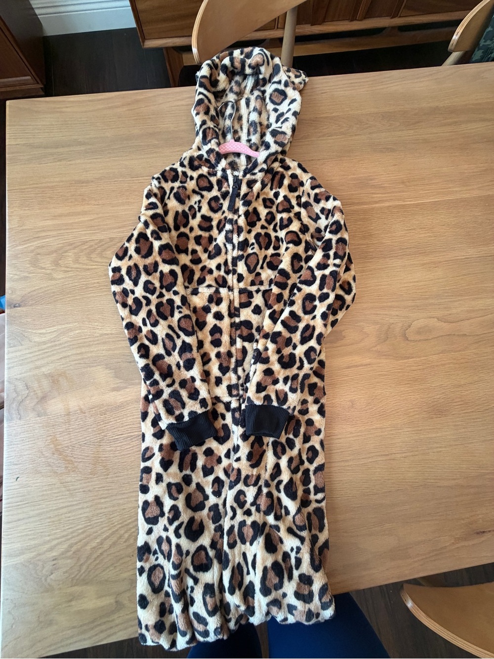 Cat & Jack Leopard Print Hooded Kids Pajama Onesie - Tan, Brown, Black